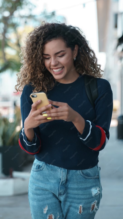 Cliente satisfeita com o celular